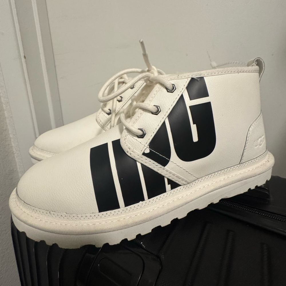UGG White Boots with Black Logo